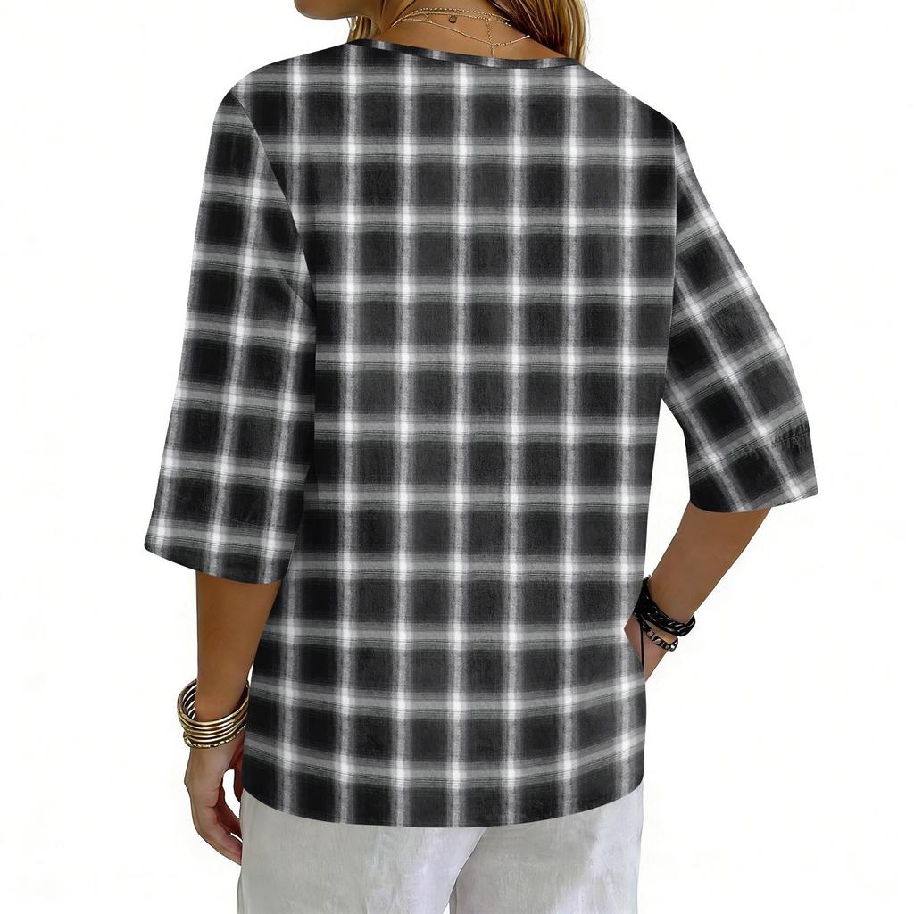 Women's Shirts Dressy Casual T-Shirts 3/4 Sleeve Tunic Tops Basic Tees Pullover Work Blouses
