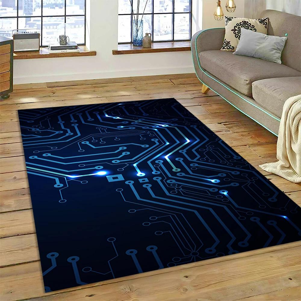 3D Chip Circuit Board Carpet Rug for Home Living Room Bedroom Sofa Doormat Kitchen Decor,Child Paly Area Rug Non-slip Floor Mat