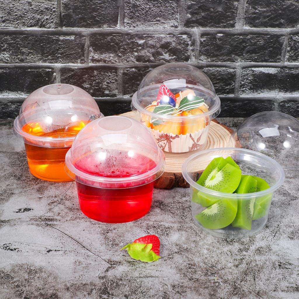 50 sztuk Jednorazowe Kubeczki na Pudding Plastikowe Kubeczki na Deser Z Pokrywkami Miseczki na Lody Pojemniki na Ciasto Słoiczki na Jogurt Pudełka na Wynos Kubeczek na Przekąski
