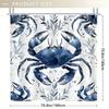 1Pc Blue Gray Crab & Foliage Shower Curtain - 71X71 Inch, Polyester, 12 Hooks, Symmetrical Pattern, Summer Bathroom Decor
