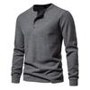 Spring Autumn Waffle Henley T-Shirt Men Basic Breathable Men's Long Sleeve Tops Tees Casual Solid Color Button T Shirts