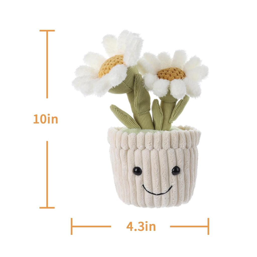 Apricot Lamb Potted Daisy Plush Toy for Kids, Soft and Cute Fluffy Potted Daisy for Girls and Boys, 25cm