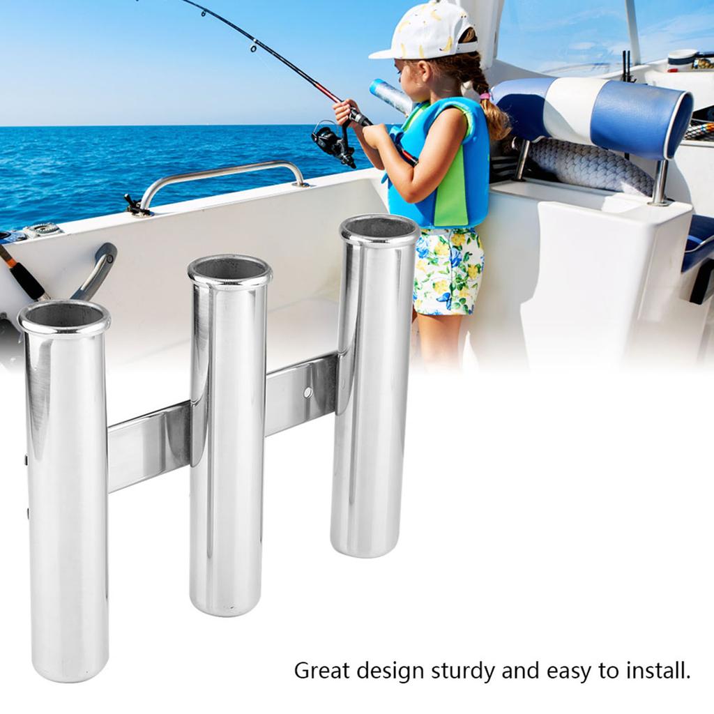 Boat 3 Link Rack Tubes Stainless Steel Fishing Rod Holder for Marine Yacht
