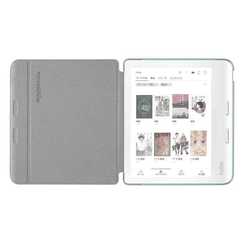 Kobo Libra Colour (Black) with Basic Sleep Cover (Garden Green) Set / Color Compatible / Writing Function / Tablet / E Ink / 7-inch / E-reader / 32 GB