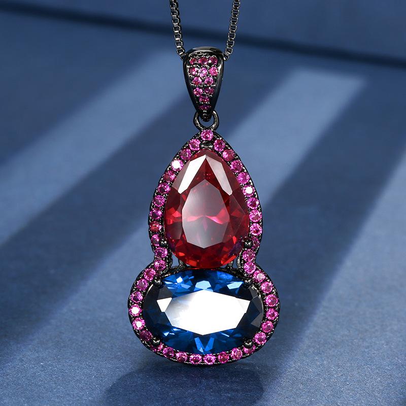 

Осенне-зимние украшения Имитация корунда Черное золото Ретро Подвеска-тыква Ожерелье Основной камень 10 * 14