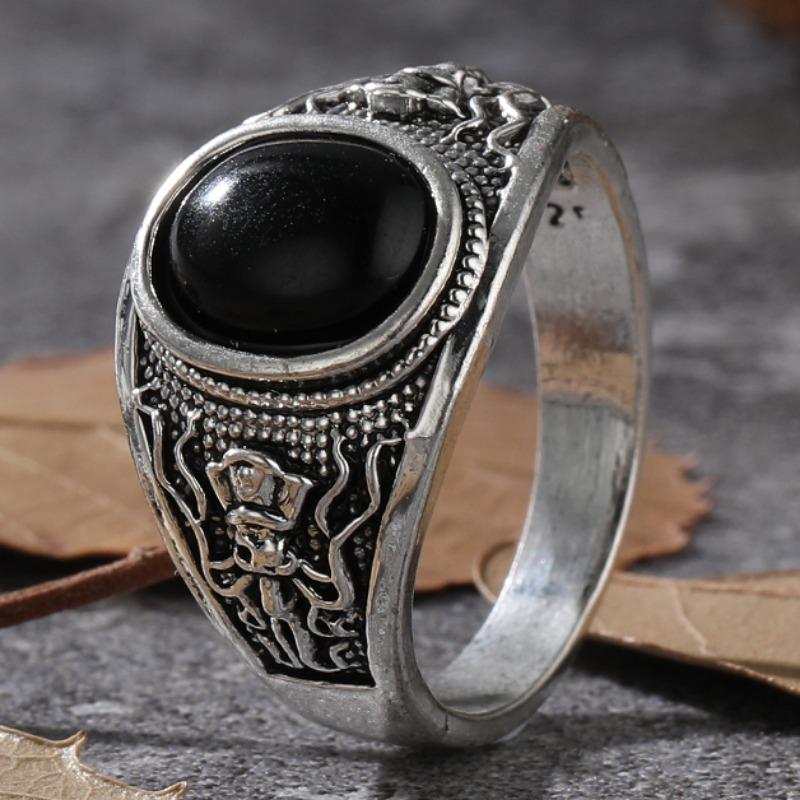 Gothic Piraten Skelett Oktopus Ring für Männer Frauen Einzigartig Retro Schwarz Zirkon Punk Damen Motorradringe Party Schmuck Geschenke