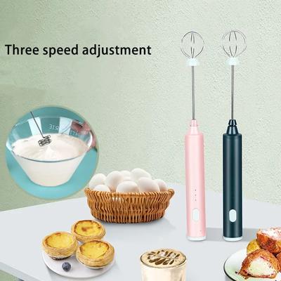 1 batteur à œufs portatif rechargeable par USB, 3 vitesses, mousseur à lait électrique, mélangeur, mousseur à café, mousseur à lait