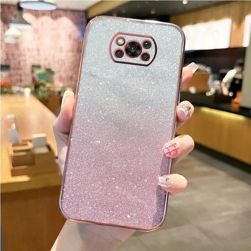 

Роскошный чехол Poco f5 f2pro с градиентным блестящим покрытием для Xiaomi Mi Poco F2 F5 Pro F3 F4 F5 Poko F2 F5pro, чехол Poco C31 C40 C55 Poco F2 Pro розового золота