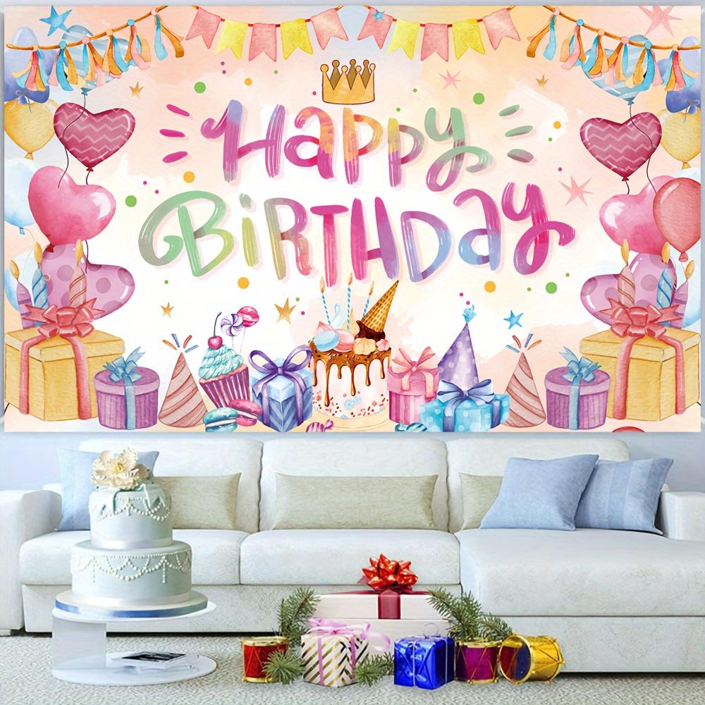 Birthday theme party decoration, cartoon watercolor effect birthday celebration background, party banner