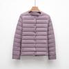 Luz de Inverno Jaqueta Simples Quente de Outono e Inverno Feminina de Gola Redonda Curta