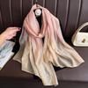 Brand Women Silk Scarf Female Stripe Foulard Femme Pashmina Shawls And Wrap Big Size Scaves Beach Towel Bandana Muslim Hijab