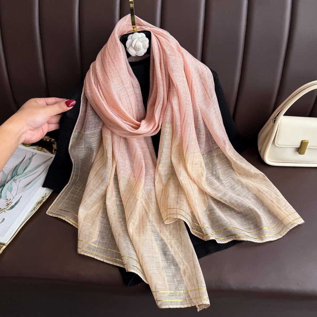 Brand Women Silk Scarf Female Stripe Foulard Femme Pashmina Shawls And Wrap Big Size Scaves Beach Towel Bandana Muslim Hijab