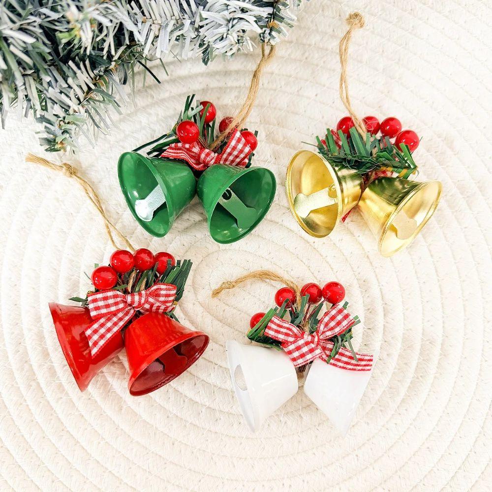 DIY Christmas Bell Pendant Double-Bell Xmas Bow Bell Hanging Decor Fireplace Decor