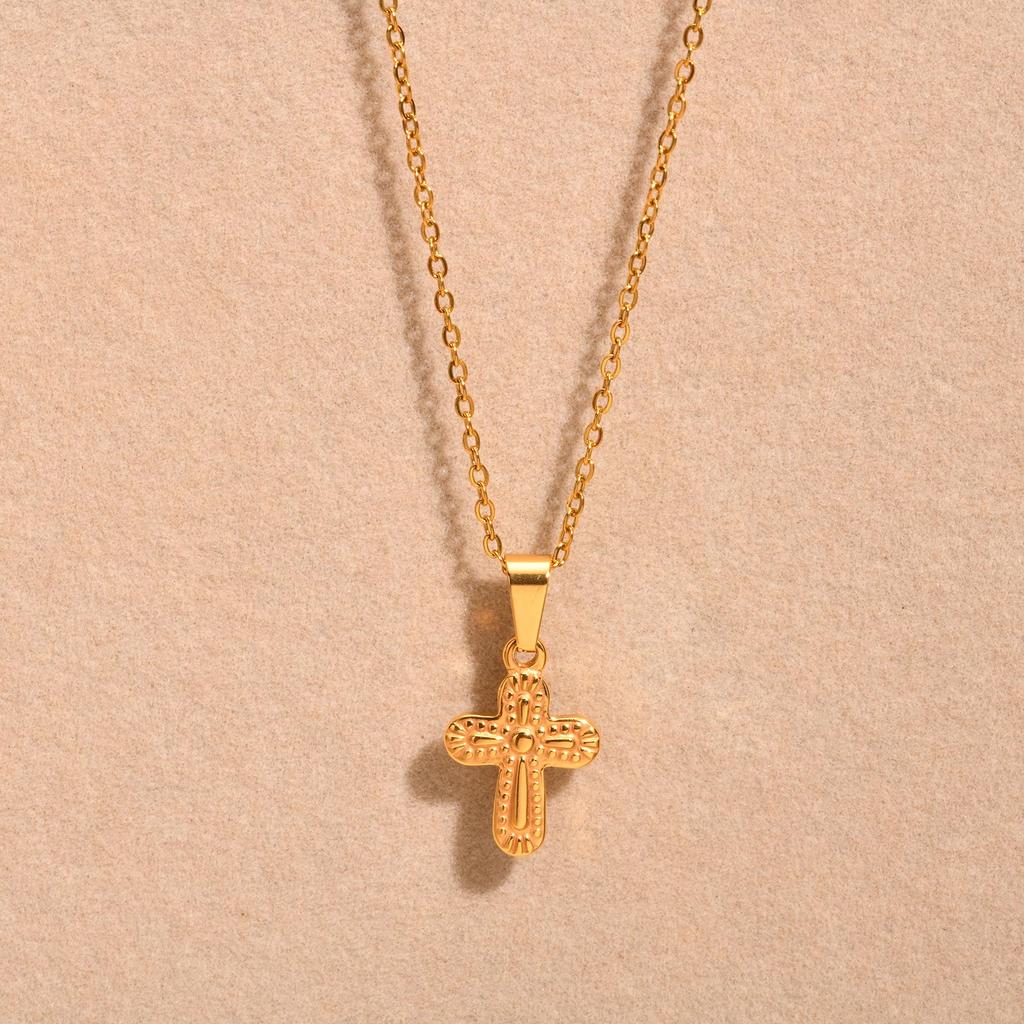 Cross Necklaces Pendant VIntage Christian Jesus for Women Stainless Steel Gold Color Necklace Religion Jewelry Prayer Baptism