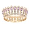 Round Princess Queen Tiara European Crystal Full Crown Metal Bridal Wedding Crowns  Birthday Party