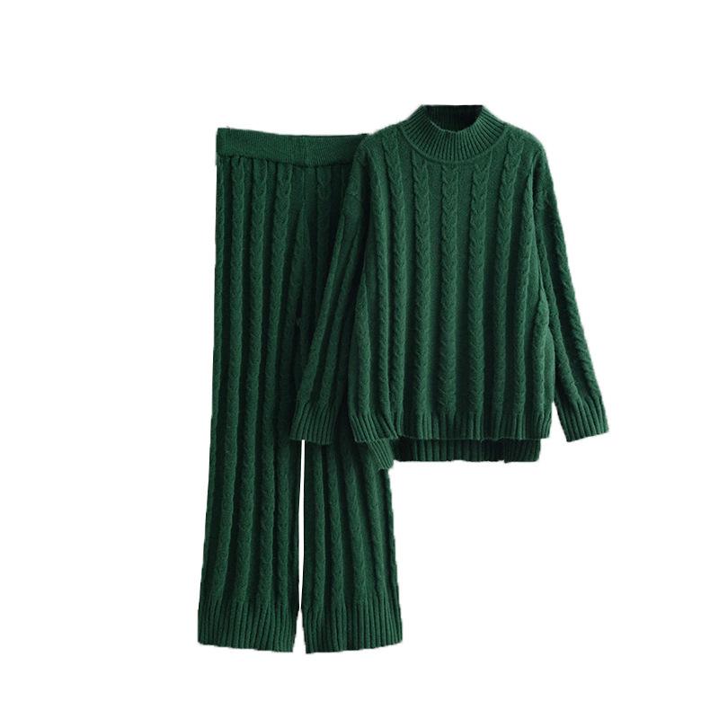Dámský svetrový set 2dílné outfity Pletený pulovr Svetrové topy Široké nohavice Kalhoty Tepláky Lounge Soupravy Podzim Zimní outfity Mikina pro ženy