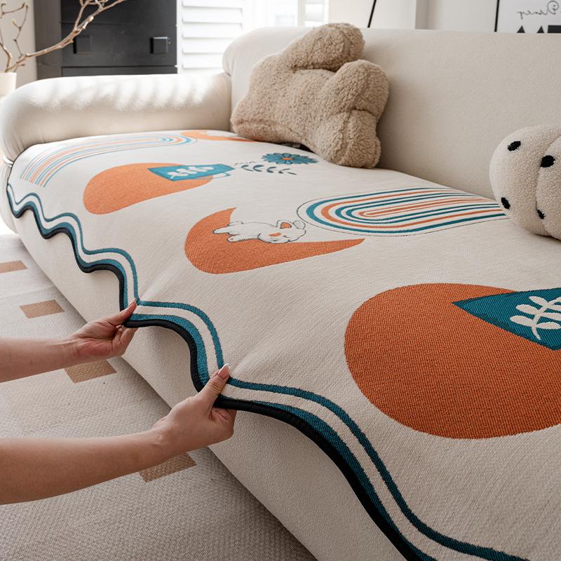 

Special-Shaped Cartoon Sofa Cushion Universal In All Seasons, One-Piece Straight Row Seat Cushion, Non-Slip Leather Sofa Special Cover Towel 90*90cm