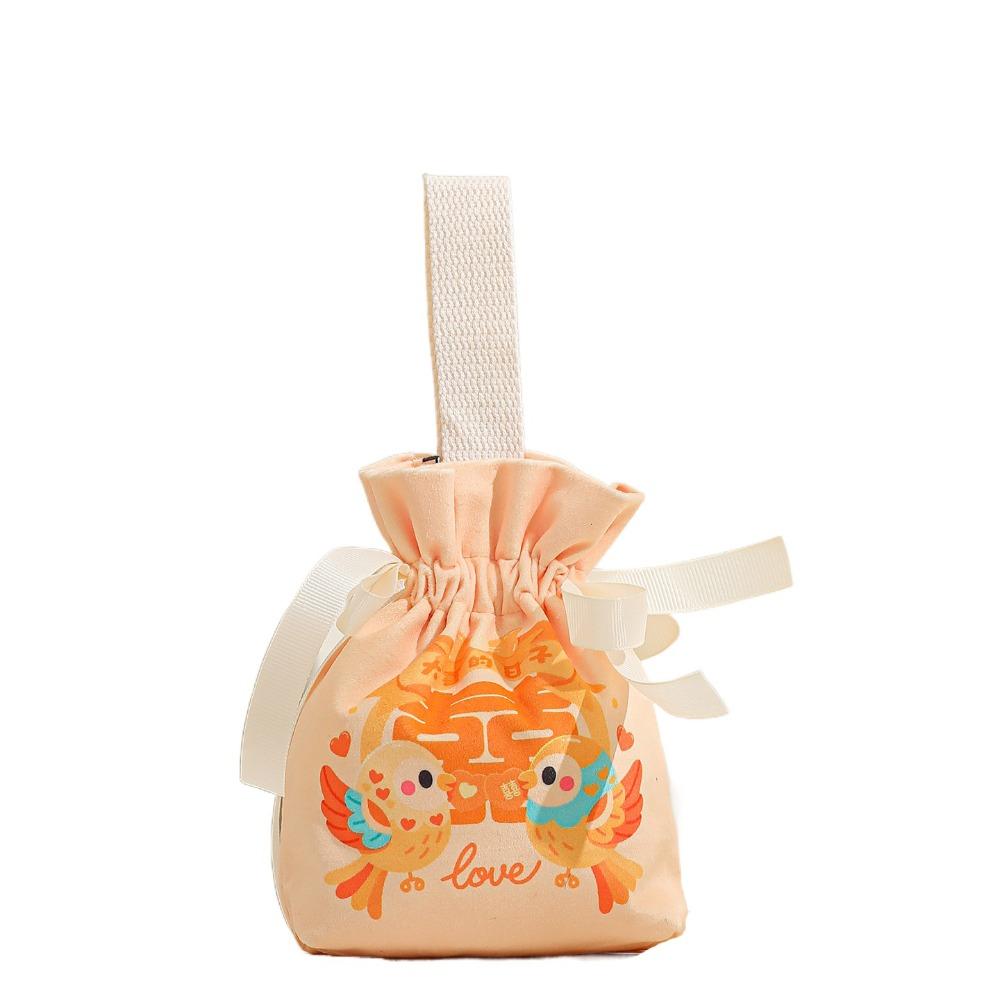 Traditional Canvas Wedding Candy Bag Tassels Drawstring New Year Gifts Bag Spring Festival Flower Chinese Style Handbag Party