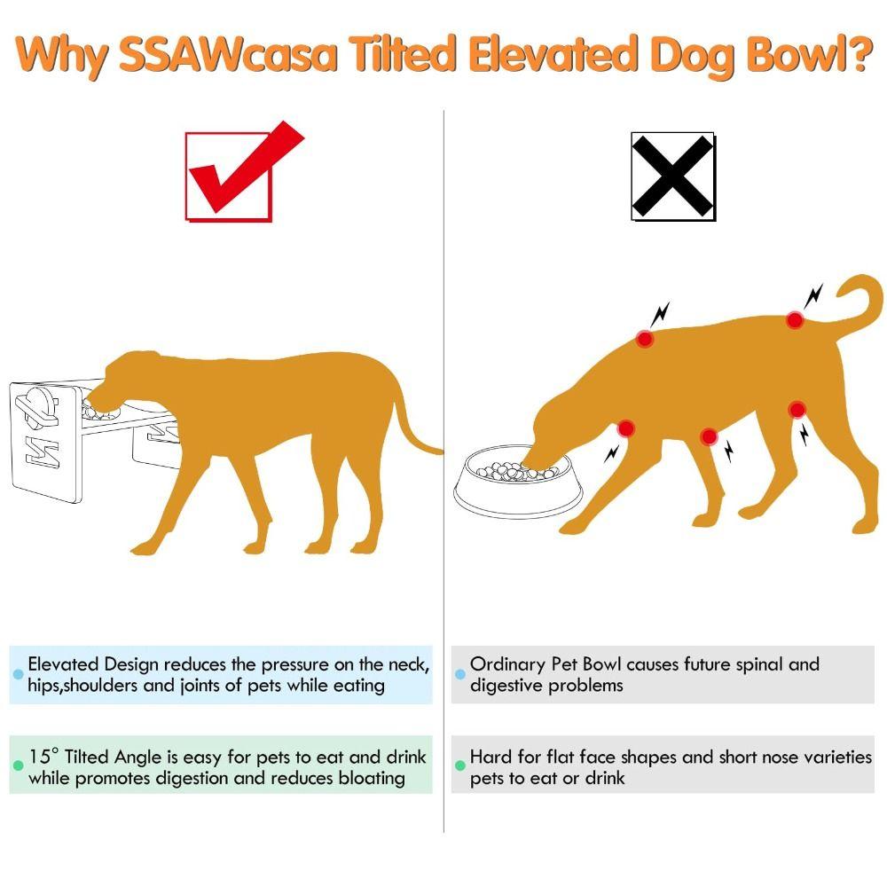 Premium 6 Gears Adjustable Pet Bowl Stand Stainless Steel Bowls Double Bowl Dog Cat Food Bowl Bamboo Sturdy Elevated Feeder Cats