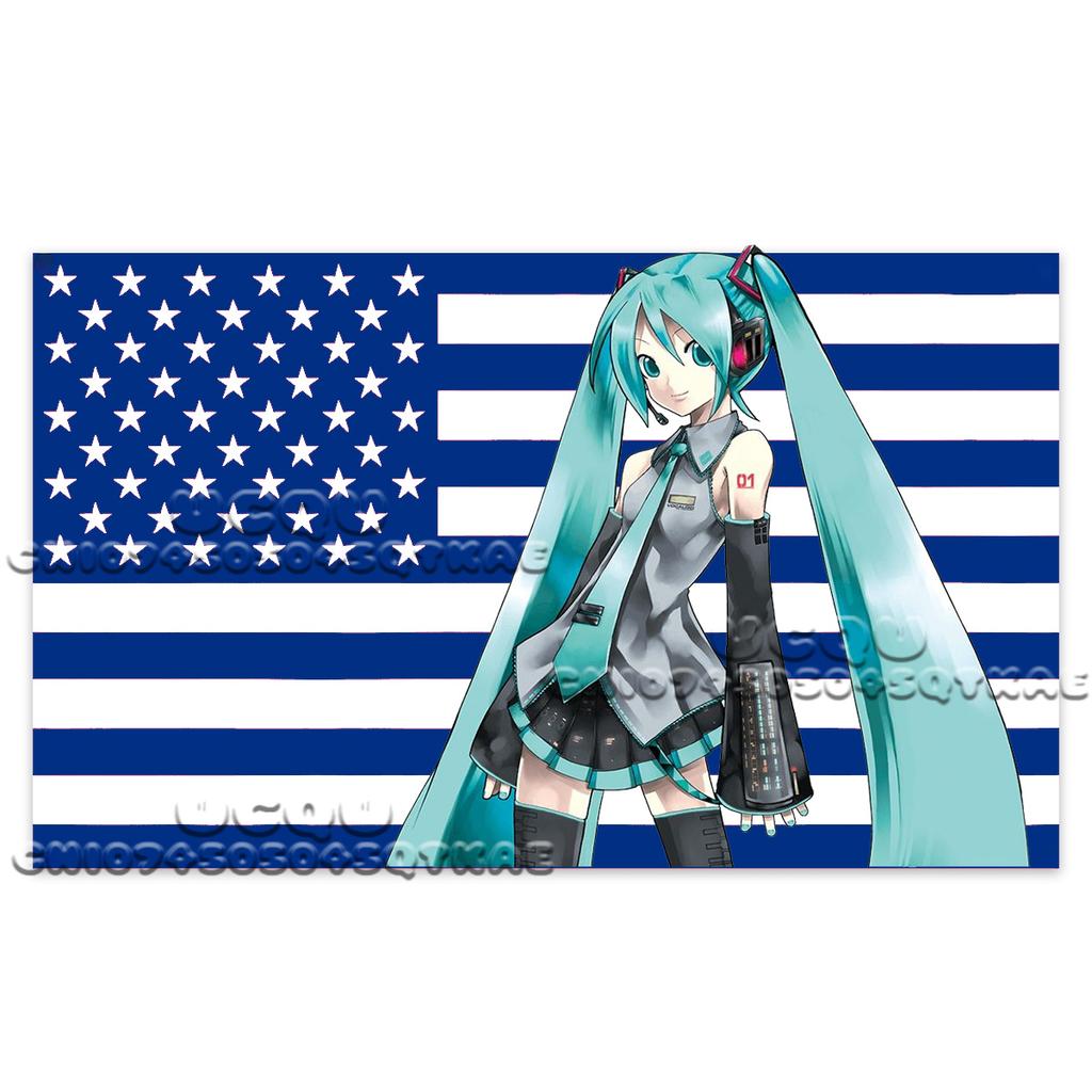 Anime Hatsune Miku Tapiserie Tapiserie s americkou vlajkou Dekorace pozadí Kolej Postel Tapiserie Obývací pokoj Tkanina na pozadí pohovky