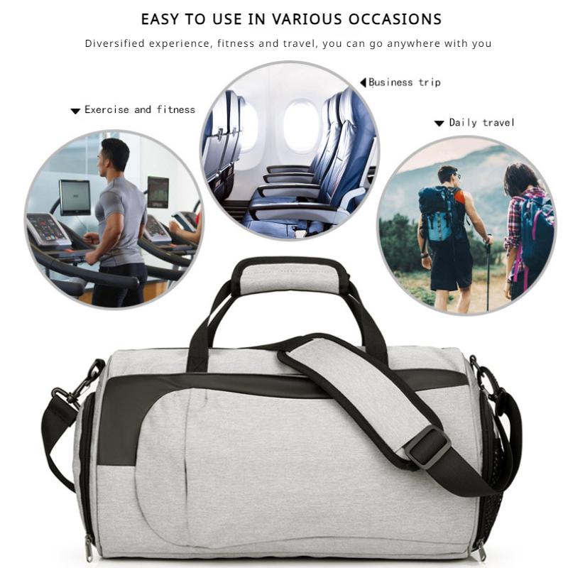 Unisex Large Capacity Gym Fitness Bag Fashion Solid Color Dry-wet Separation Bucket Travel Luggage Bag Portable Outdoor Sports Camping Trekking Bags