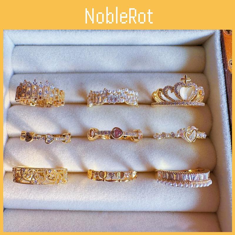 Retro Love Chic Heart Ring Copper Adjustable Pearl Ring For Women Highend Accessory Fashion