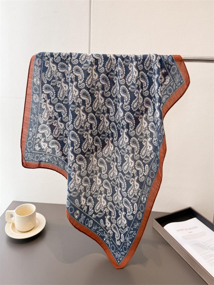 New cashew herringbone and linen small square scarf silk scarf imitation velvet scarf shawl sun protection scarf women's