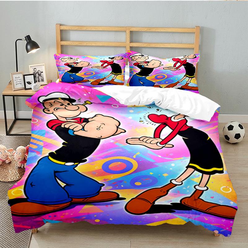 Po-peye And Olive In Action 3PCS Bedding set,Ideal for 1pc Duvet Cover And 2pcs Pillowcases Perfect for Fan gift,Ideal for Bedroom, Dormitory