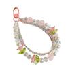 Fashion Double Layer Flower Beaded Charm Pendant Chain Phone Strap Pocket Keychain Strap Decoration for Keys Bag Purse