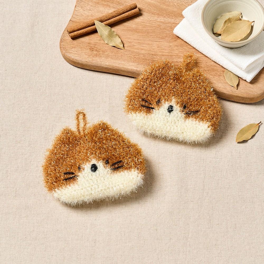 Fat Cat Acrylic Scrubbers 2 Pieces Brown