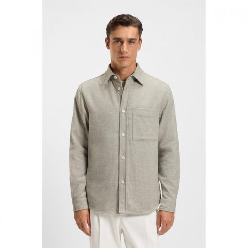 Boss Relaxed Fit Double Sided Cotton Shirt 28  Off Open Brown 50551329245 S