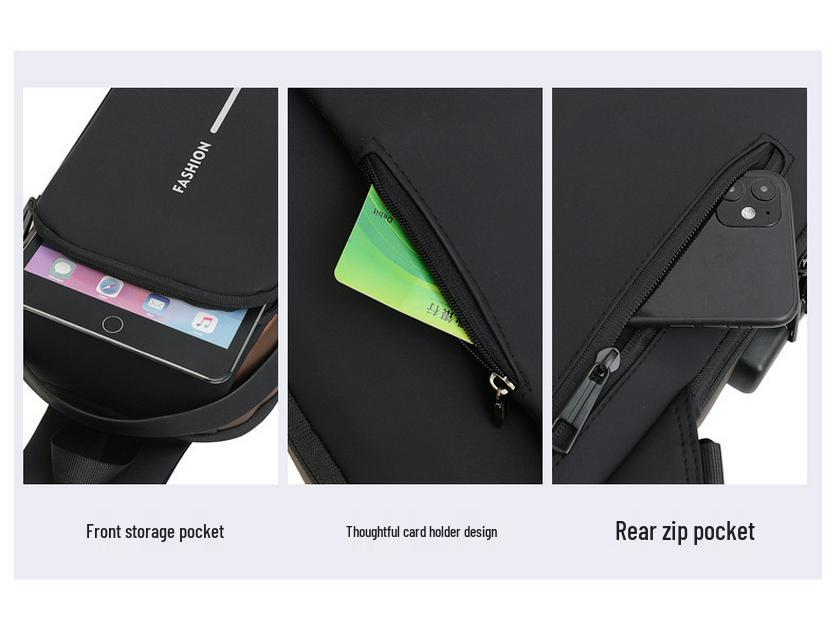 Men's Multifunctional Crossbody Bag with Anti-theft Lock - Versatile Chest and Shoulder Bag with Modern Texture.