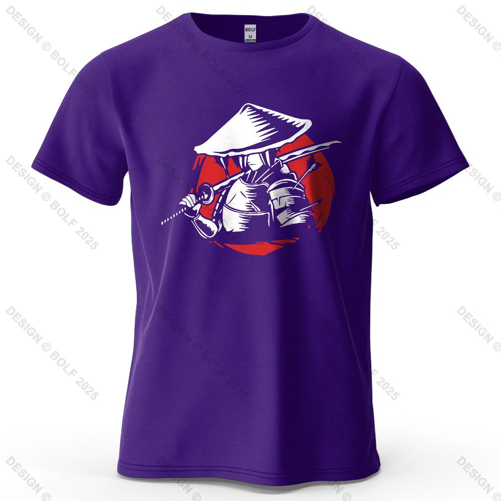 Samurai Cool Printed Men's T-Shirt 100% Cotton Oversized Traditional Graphic Tees for Women Tops Tees Casual Streetwear