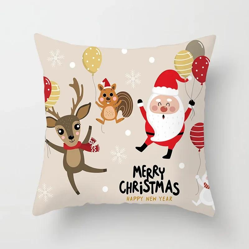 Christmas Pillowcase  Tree Santa Claus Elk Cushion Cover Merry  Home Happy New Year Gift