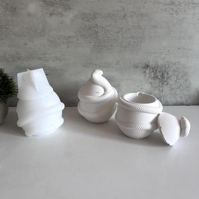 Divertenti Barattoli Portacandele a Forma di Uovo di Serpente Stampi in Silicone Fai da Te 3D a Forma di Uovo di Pasqua con Set Coperchio Creazione Stampo in Resina Gesso Artigianale Ornamenti per Feste