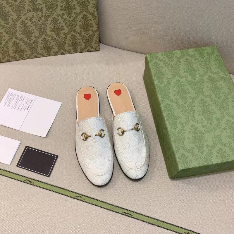 Horse Title Buckle G Home Bag Head Half Slippers Women's Summer Leather Flat Bottom Wear Lazy Muller Shoes Soft Sole Large Size 41-43