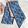 Silk Scarf Women's Blue Pony Carriage Temperament Mulberry Silk Silk Scarf Thin, Narrow and Long Double-sided Scarf Streamer