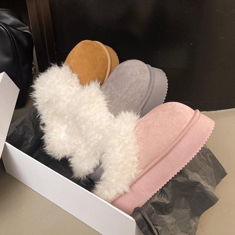Fashion Platform Thickened Plush Enhanced Khmer Slippers for Women Winter Outside Wear Comfortable New Style