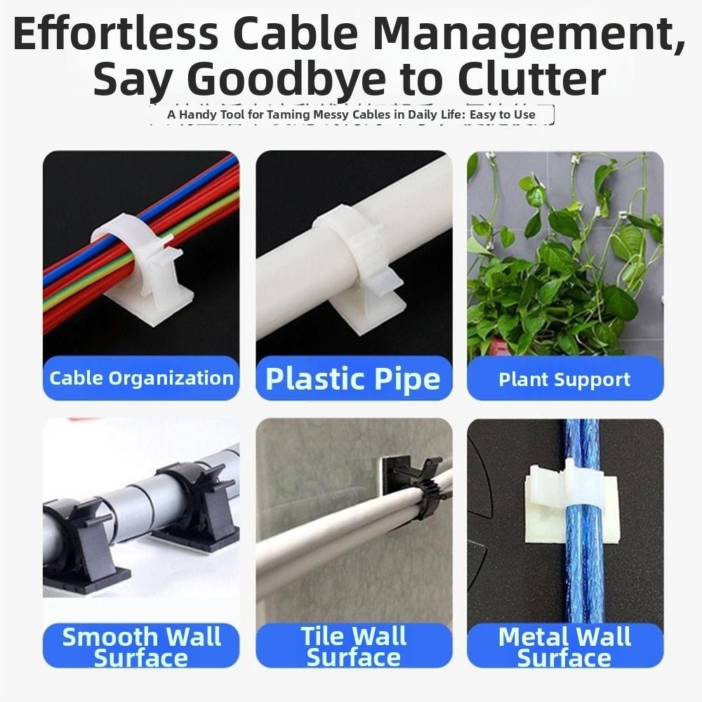 10Pcs Self-Adhesive Wire Clamp Holders Cord Management Clips Electronics Cord Organization