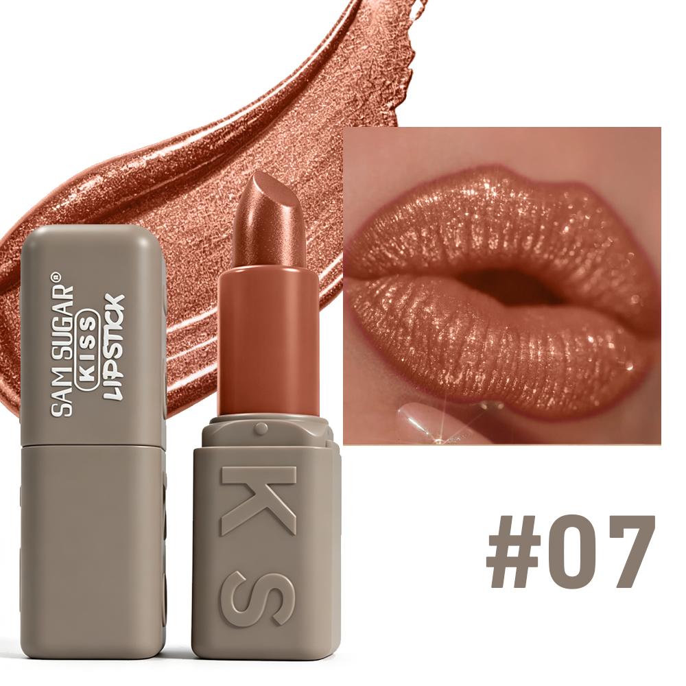 Kiss Lipstick Metallic Shine Glitter Lipstick Moisturizing Smooth Velvet High Pigment Non Grainy Comfortable Lip Makeup for Women