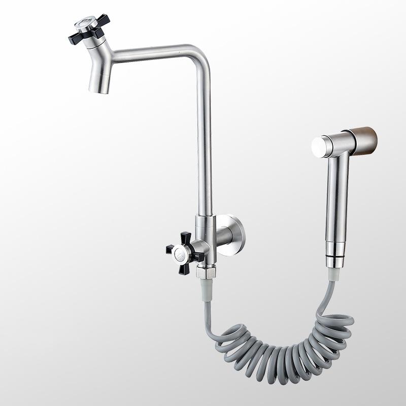 Fregadero de Cocina de Acero Inoxidable 304 Grifo de Agua Fría Pistola de Pulverización Multifunción Grifo de Agua Fría Individual Grifo para Piscina de Balcón