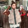 Autumn and winter down cotton vest women's short loose and thickened new stand-up collar splicing cotton vest vest jacket