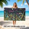 Floral Garden Theme Soft Beach Towel Personalized Custom Name Text Towel Portable for Beach Pool Travel