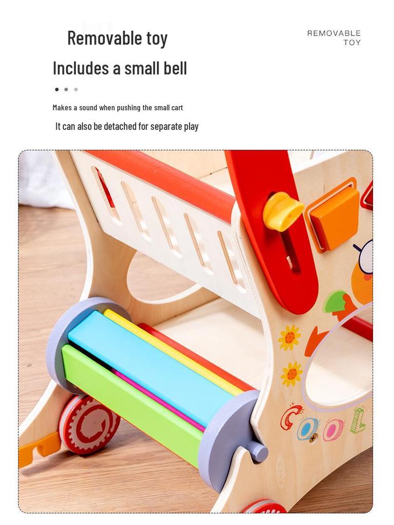 Multifunctional Wooden Child's Push Toy Shopping Cart and Walker