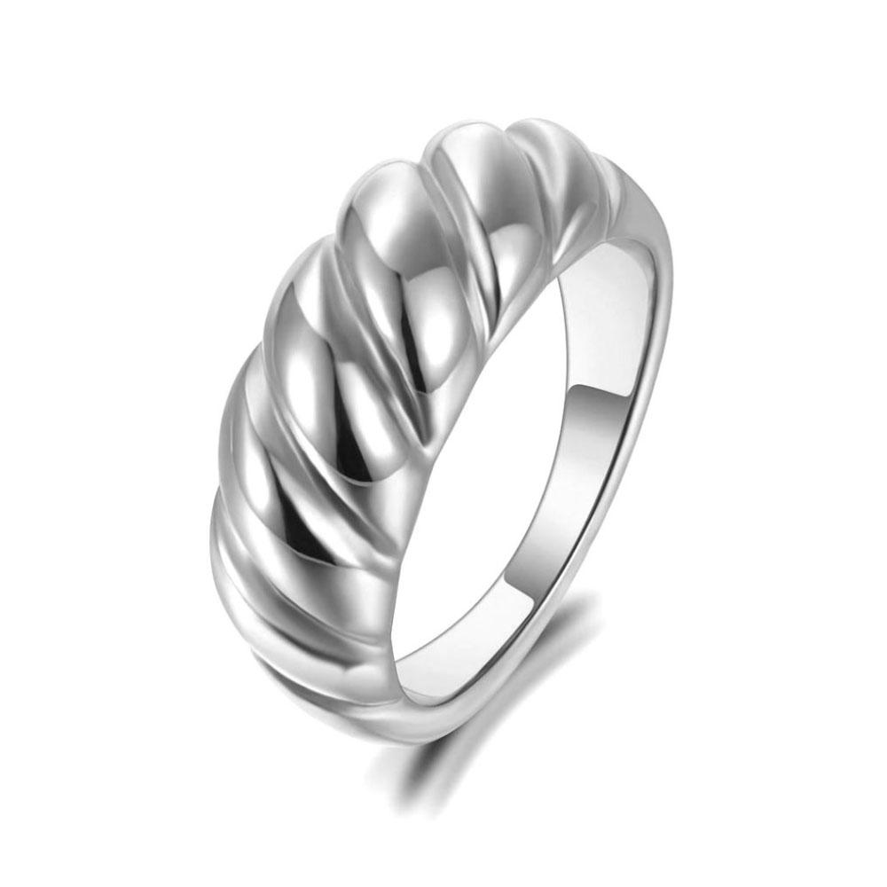 Lokaer Trendy Titanium Stainless Steel Twisted Shape Party Ring Original Design Wedding Ring Jewelry For Women