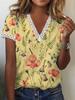 Amazon 2023 popular European and American summer new independent station printing v-neck short-sleeved t-shirt top cross-border women's clothing