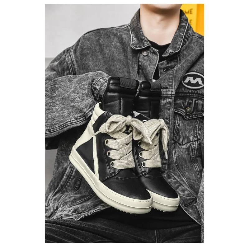 Classic Design Men's Sneakers Wide Shoeslace Men's Casual Shoes Thick Sole Women Leather Sports Shoes