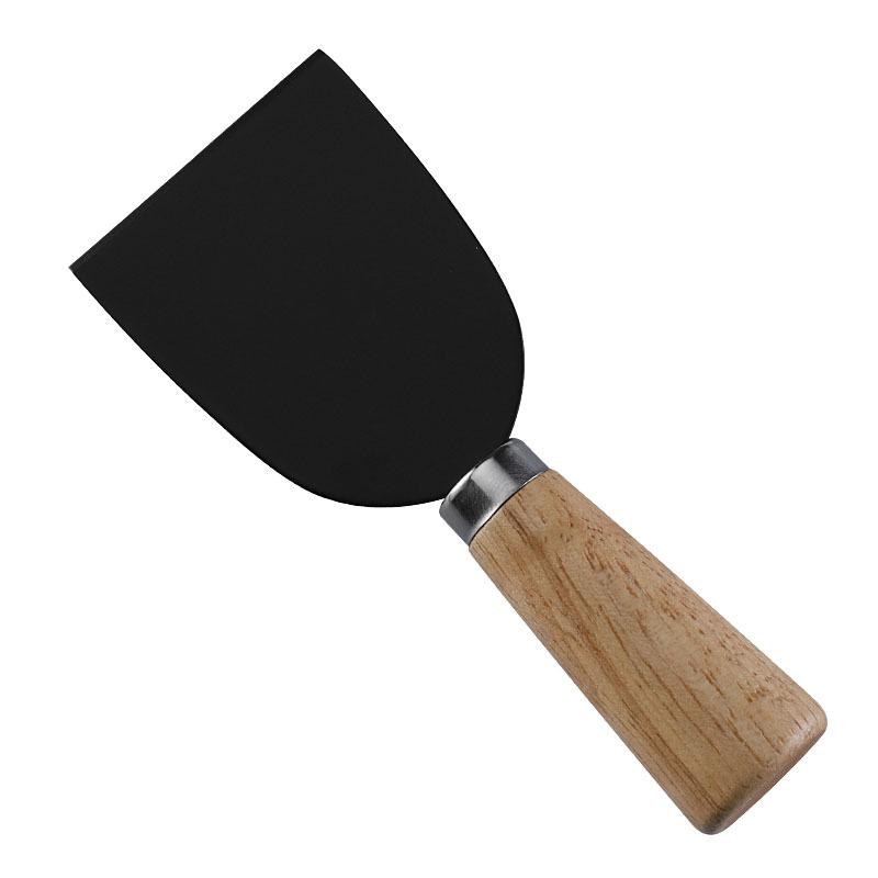 Stainless Steel Black Cheese Knife Set with Rubber Wood Handle for Butter & Pizza
