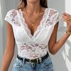 Sexy Slim Fit High Waist V Neck Lace Sleeveless White Women Jumpsuit