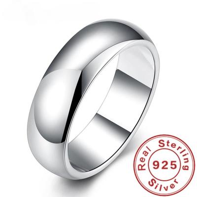 Hochwertiger 925er Sterlingsilberring Mode Schlichter Glatter Runder Ring Partyschmuck für Frauen Größe 5 6 7 8 9 10 11